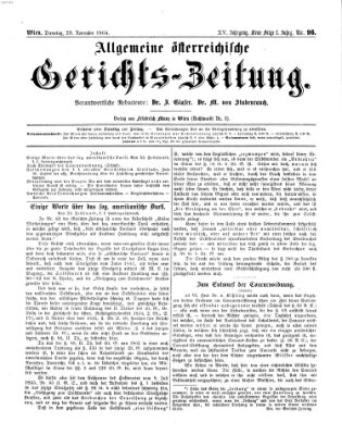 Allgemeine österreichische Gerichts-Zeitung Dienstag 29. November 1864