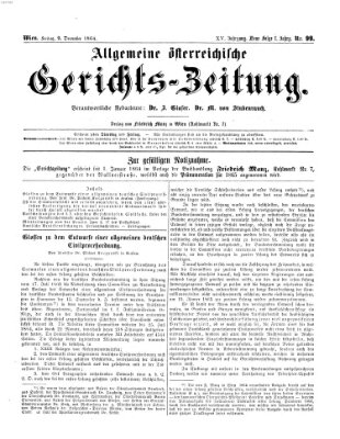 Allgemeine österreichische Gerichts-Zeitung Freitag 9. Dezember 1864