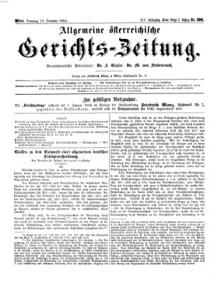 Allgemeine österreichische Gerichts-Zeitung Dienstag 13. Dezember 1864