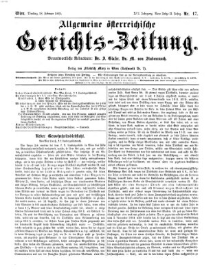 Allgemeine österreichische Gerichts-Zeitung Dienstag 28. Februar 1865