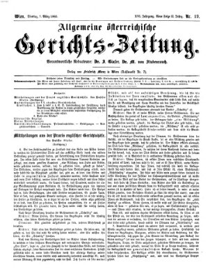 Allgemeine österreichische Gerichts-Zeitung Dienstag 7. März 1865