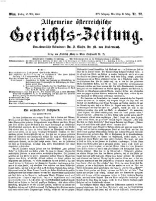 Allgemeine österreichische Gerichts-Zeitung Freitag 17. März 1865