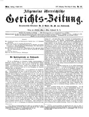 Allgemeine österreichische Gerichts-Zeitung Freitag 7. April 1865