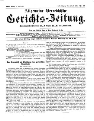 Allgemeine österreichische Gerichts-Zeitung Freitag 14. April 1865