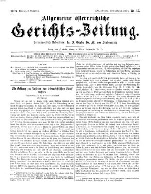 Allgemeine österreichische Gerichts-Zeitung Dienstag 2. Mai 1865