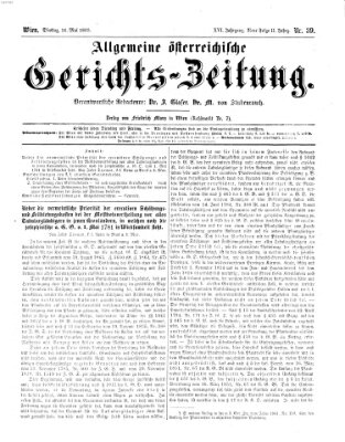 Allgemeine österreichische Gerichts-Zeitung Dienstag 16. Mai 1865