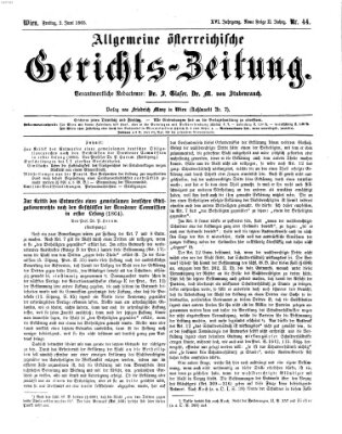 Allgemeine österreichische Gerichts-Zeitung Freitag 2. Juni 1865