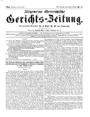 Allgemeine österreichische Gerichts-Zeitung Dienstag 13. Juni 1865