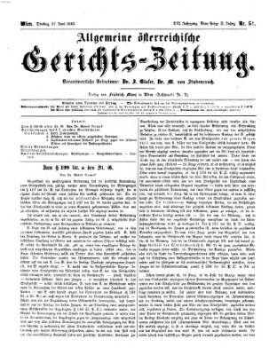 Allgemeine österreichische Gerichts-Zeitung Dienstag 27. Juni 1865