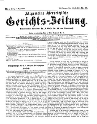 Allgemeine österreichische Gerichts-Zeitung Freitag 18. August 1865