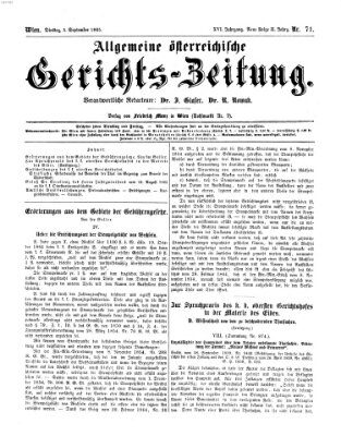 Allgemeine österreichische Gerichts-Zeitung Dienstag 5. September 1865