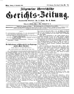 Allgemeine österreichische Gerichts-Zeitung Dienstag 19. September 1865