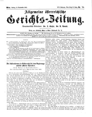 Allgemeine österreichische Gerichts-Zeitung Freitag 22. September 1865