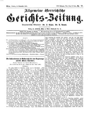 Allgemeine österreichische Gerichts-Zeitung Dienstag 26. September 1865