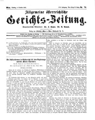 Allgemeine österreichische Gerichts-Zeitung Dienstag 3. Oktober 1865