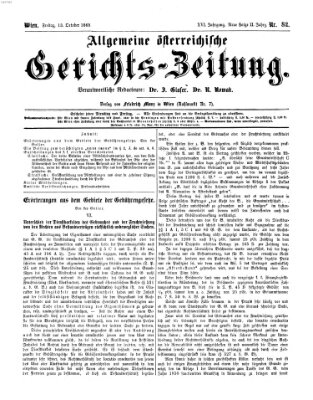 Allgemeine österreichische Gerichts-Zeitung Freitag 13. Oktober 1865