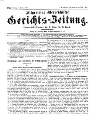 Allgemeine österreichische Gerichts-Zeitung Dienstag 17. Oktober 1865