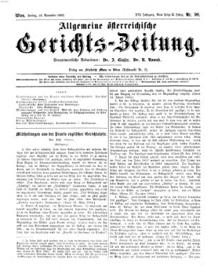 Allgemeine österreichische Gerichts-Zeitung Freitag 10. November 1865