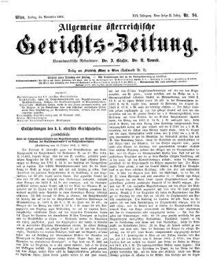 Allgemeine österreichische Gerichts-Zeitung Freitag 24. November 1865