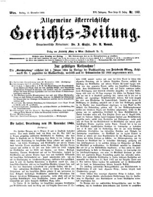 Allgemeine österreichische Gerichts-Zeitung Freitag 15. Dezember 1865