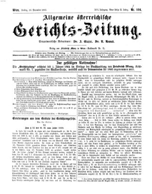 Allgemeine österreichische Gerichts-Zeitung Freitag 29. Dezember 1865