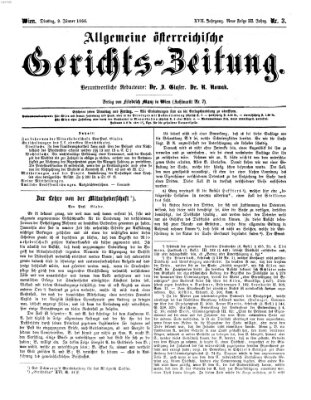 Allgemeine österreichische Gerichts-Zeitung Dienstag 9. Januar 1866