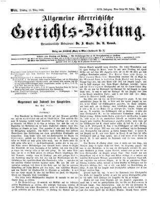 Allgemeine österreichische Gerichts-Zeitung Dienstag 13. März 1866