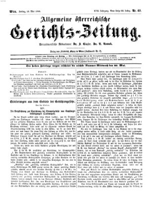 Allgemeine österreichische Gerichts-Zeitung Freitag 18. Mai 1866