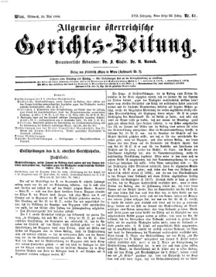 Allgemeine österreichische Gerichts-Zeitung Mittwoch 23. Mai 1866