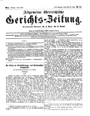 Allgemeine österreichische Gerichts-Zeitung Dienstag 3. Juli 1866