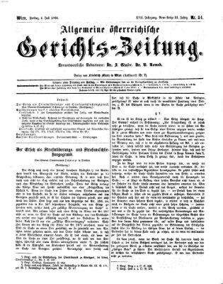 Allgemeine österreichische Gerichts-Zeitung Freitag 6. Juli 1866