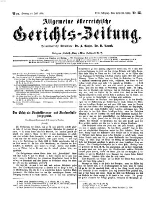 Allgemeine österreichische Gerichts-Zeitung Dienstag 10. Juli 1866