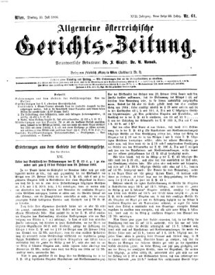 Allgemeine österreichische Gerichts-Zeitung Dienstag 31. Juli 1866