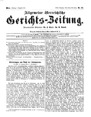 Allgemeine österreichische Gerichts-Zeitung Dienstag 7. August 1866