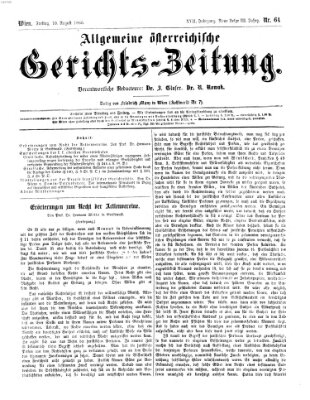 Allgemeine österreichische Gerichts-Zeitung Freitag 10. August 1866