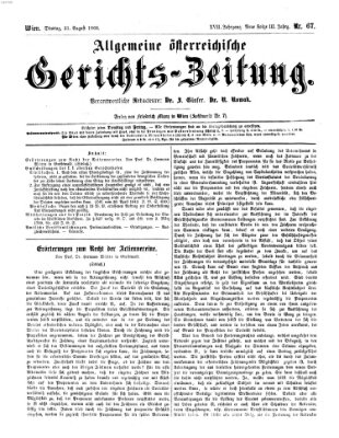 Allgemeine österreichische Gerichts-Zeitung Dienstag 21. August 1866