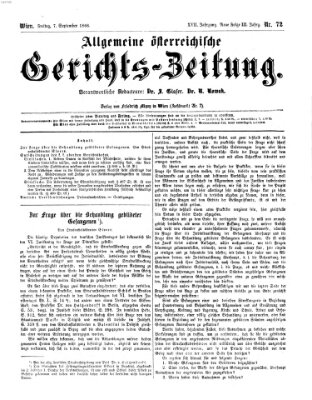 Allgemeine österreichische Gerichts-Zeitung Freitag 7. September 1866