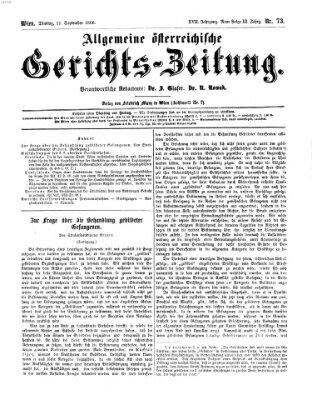 Allgemeine österreichische Gerichts-Zeitung Dienstag 11. September 1866