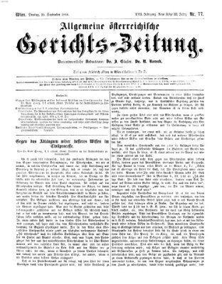 Allgemeine österreichische Gerichts-Zeitung Dienstag 25. September 1866