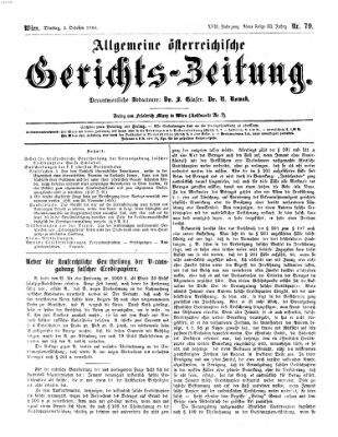 Allgemeine österreichische Gerichts-Zeitung Dienstag 2. Oktober 1866