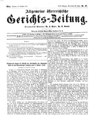 Allgemeine österreichische Gerichts-Zeitung Dienstag 30. Oktober 1866