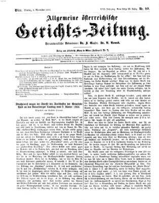 Allgemeine österreichische Gerichts-Zeitung Dienstag 6. November 1866