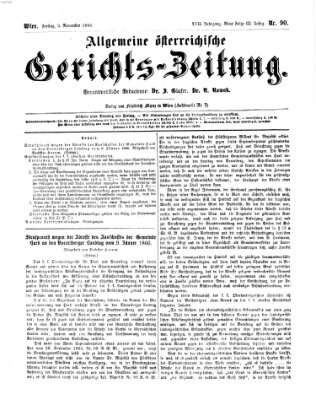 Allgemeine österreichische Gerichts-Zeitung Freitag 9. November 1866