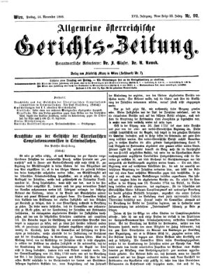 Allgemeine österreichische Gerichts-Zeitung Freitag 16. November 1866