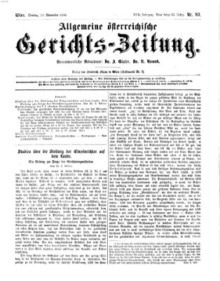 Allgemeine österreichische Gerichts-Zeitung Dienstag 20. November 1866