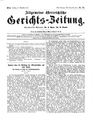 Allgemeine österreichische Gerichts-Zeitung Dienstag 27. November 1866