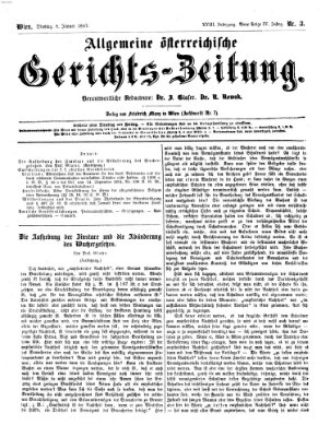 Allgemeine österreichische Gerichts-Zeitung Dienstag 8. Januar 1867