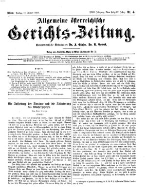 Allgemeine österreichische Gerichts-Zeitung Freitag 11. Januar 1867