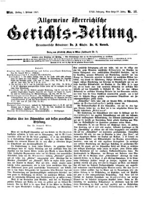 Allgemeine österreichische Gerichts-Zeitung Freitag 1. Februar 1867