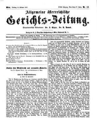 Allgemeine österreichische Gerichts-Zeitung Dienstag 12. Februar 1867